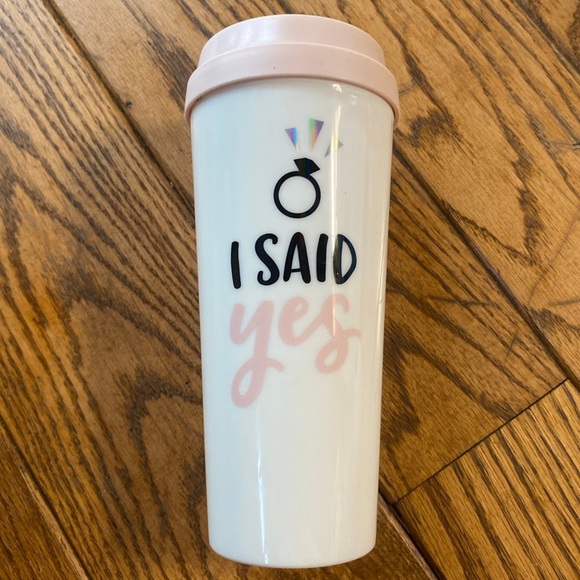 White Travel Mug with Pink Lid - Picture 1 of 2